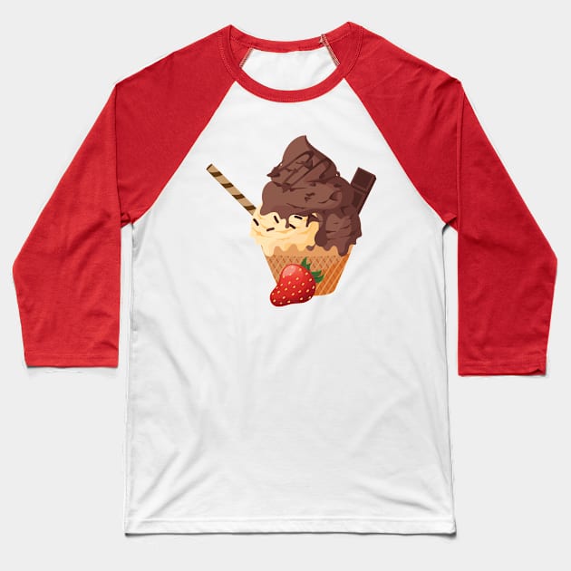 Chocolate Sundae Baseball T-Shirt by TNMGRAPHICS